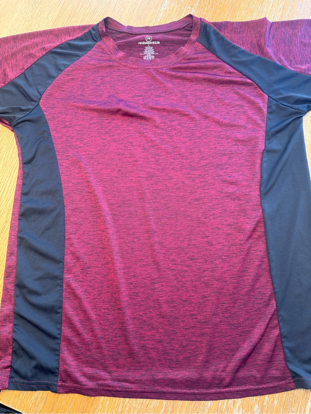 Essentials Short Sleeve Athletic Tee in Maroon and Black